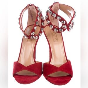 Get Xmas ready 🎄 🔥🔥 Aquazurra Red Studded High Heel Sandals 👠